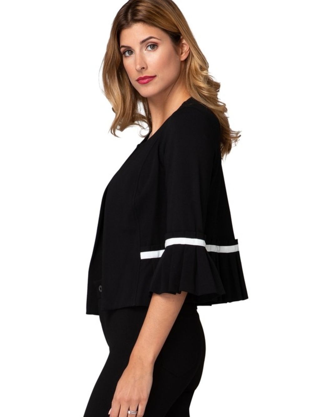 Joseph Ribkoff Black Top with White Logo Label